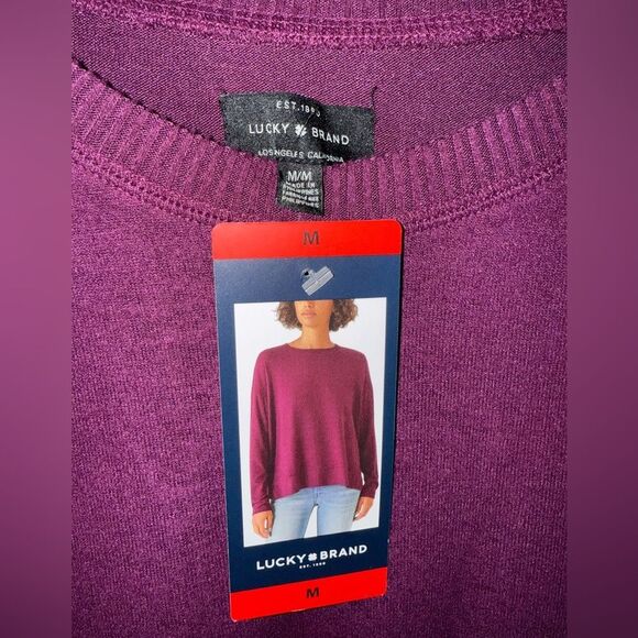 Lucky Brand Rich Purple Crew Neck Sweater Medium NWT #714 - Picture 2 of 6